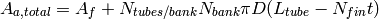 A_{a,total} = A_f + N_{tubes/bank} N_{bank} \pi D (L_{tube}-N_{fin}t)