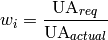 w_i=\frac{\mathrm{UA}_{req}}{\mathrm{UA}_{actual}}