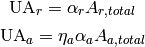 \mathrm{UA}_r = \alpha_r A_{r,total}

\mathrm{UA}_a = \eta_a \alpha_a A_{a,total}