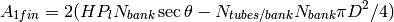 A_{1fin} = 2 (H P_l N_{bank} \sec\theta  - N_{tubes/bank}N_{bank} \pi D^2/4)