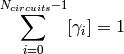 \sum_{i=0}^{N_{circuits}-1}[\gamma_i]=1