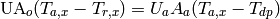 \mathrm{UA}_o(T_{a,x} - T_{r,x}) = U_a A_a (T_{a,x}-T_{dp})